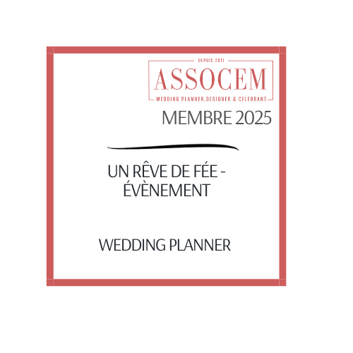 Badge officiel ASSOCEM 2025 – Un Rêve de Fée-Évènement, wedding planner certifiée